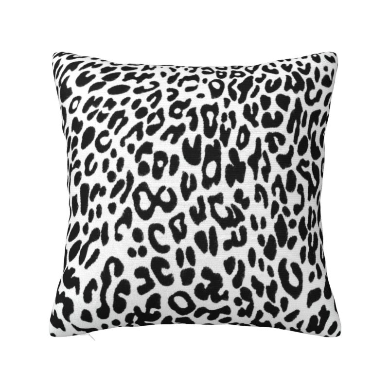 Fluffy Leopard Skin Leather Texture Sofa Cushion Cover Polyester Tropical Wild Animal Throw Pillow Case Bedroom Decoration