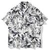Vintage Vintage Cuban Collar Floral Shirts Men and Women Loose Hong Kong Flavor Hawaiian Couple Beach Short sleeve Shirt