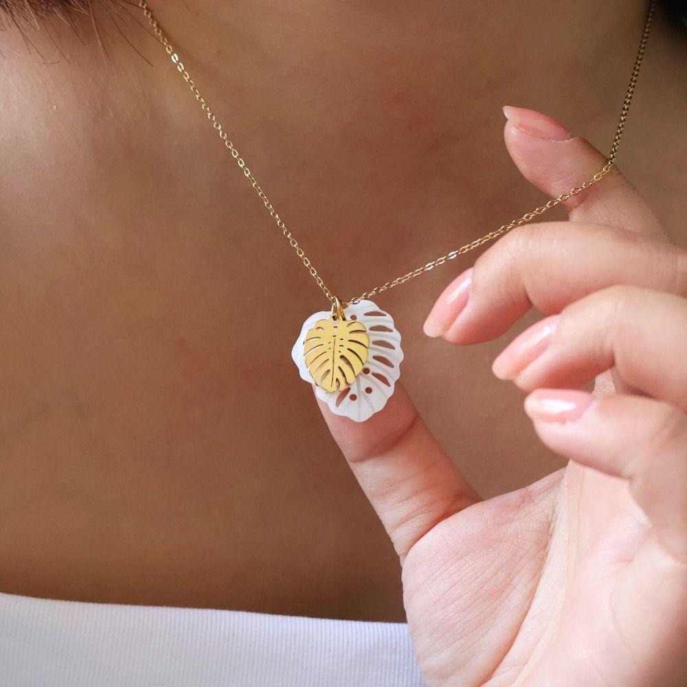 Handmade Hollowed Out Leaf Necklace Sweet Charm Gold Plated Leaves Necklace  Jewelry Accessories