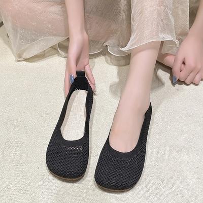 New Fly-woven Single Shoes Women's Rubber Soft-soled Doudou Shoes Spring and Summer One-pedal Lazy Single Shoes