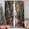 2pcs 2D Flat Printing Merry Christmas Scene Curtains Sunny Snowman 100% Polyester Without Electricity Festive Wall Decor for