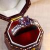 Luxury Female Crystal Pink Stone Ring Trendy Silver Color Engagement Wedding Jewelry