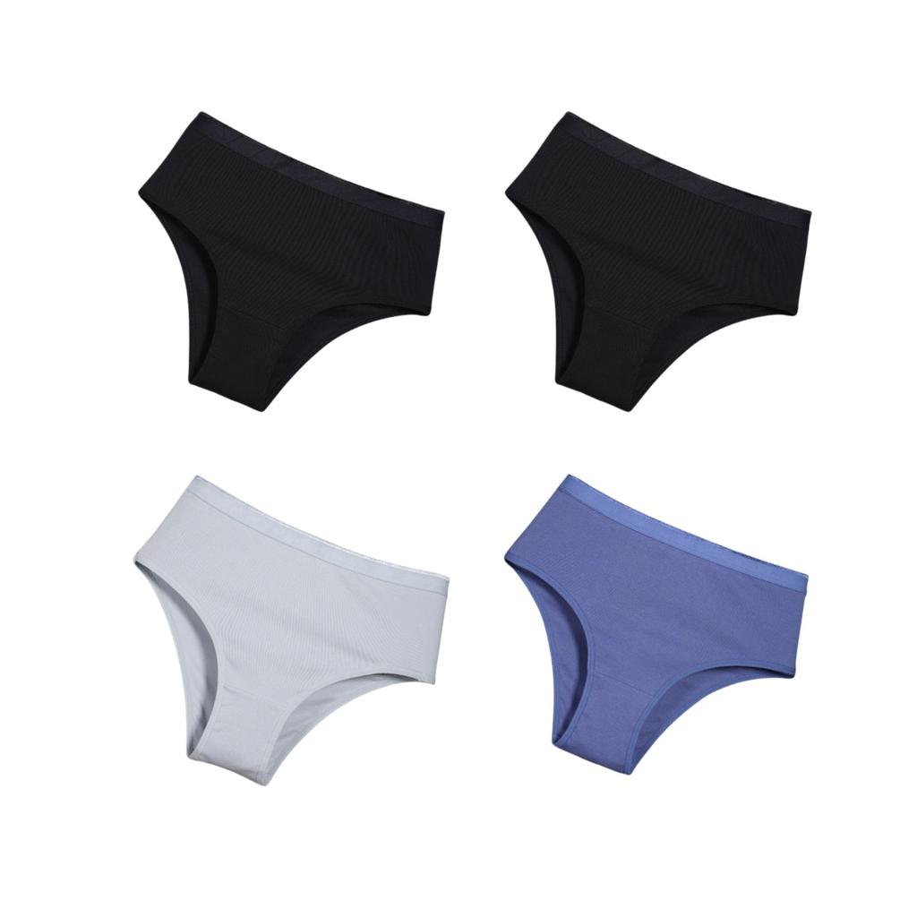 4Pcs/Set Cotton Underwear for Women High Rise Panties Soild Colour Stretch Briefs Ladies Half Cover Briefs Soft Sexy Lingerie