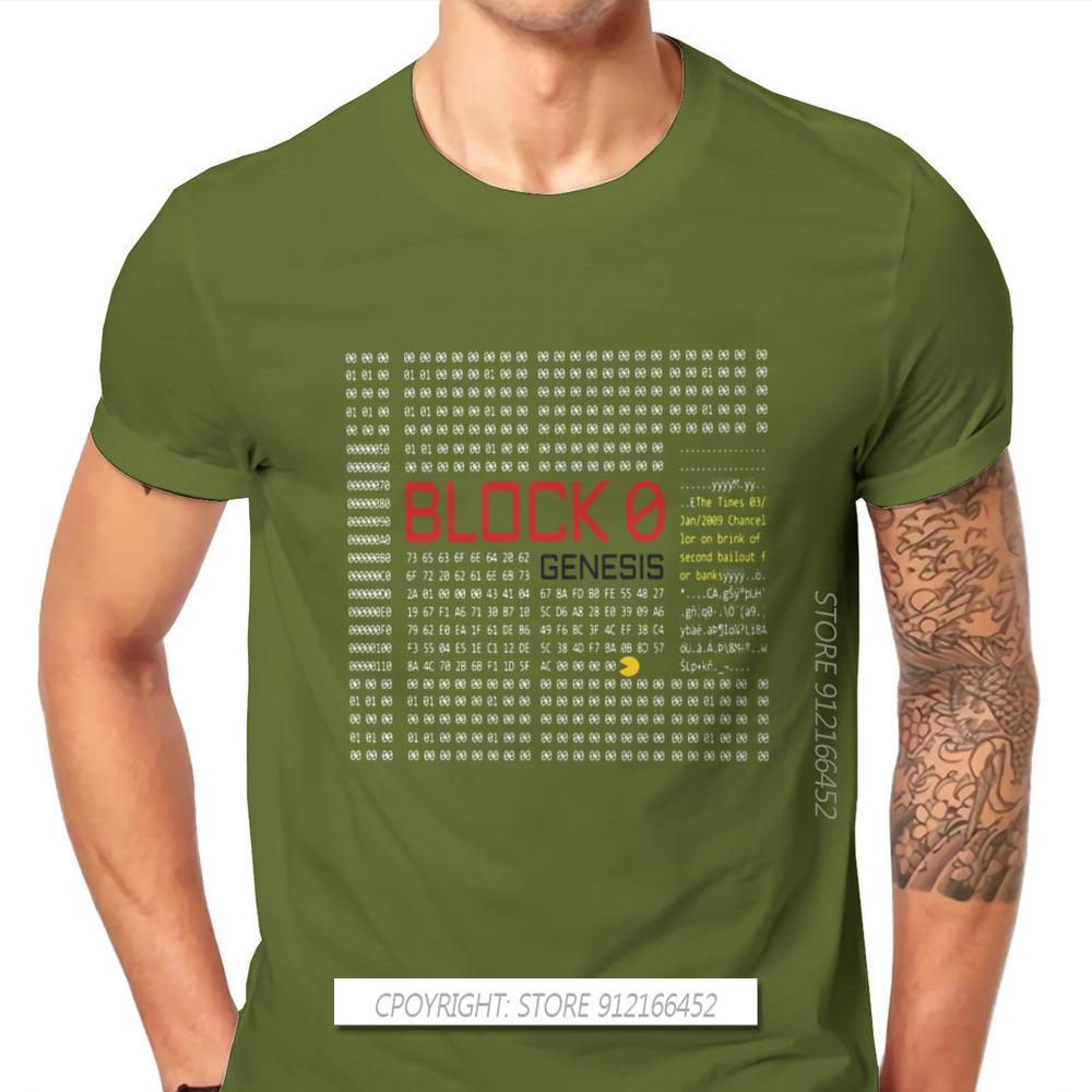 First Block Bitcoin Blockchain Technology Man's TShirt Dogecoin Cryptocurrency Miners Meme T Shirt Gifts
