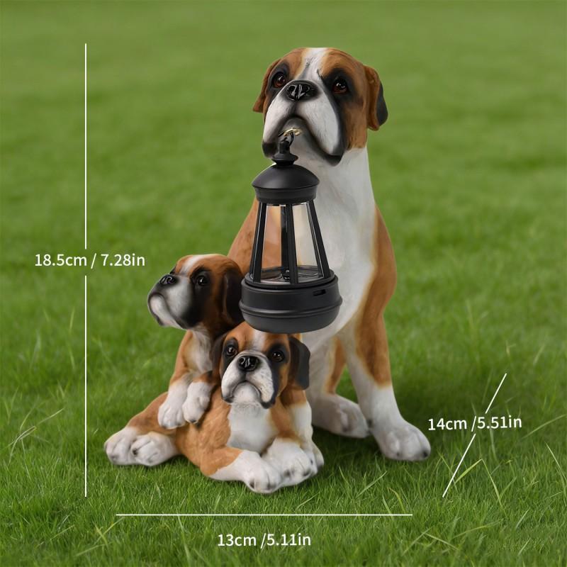Solar-Powered Dog Garden Decor Outdoor Lawn Ornament Resin Statue Yard Patio Decoration