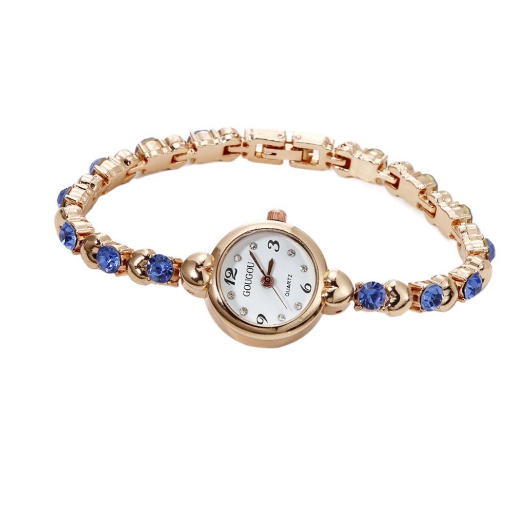 

Elegant Women s Wrist Watch Retro Quartz Wristwatch Trendy Rhinestone Quartz Watch Daily Use синій
