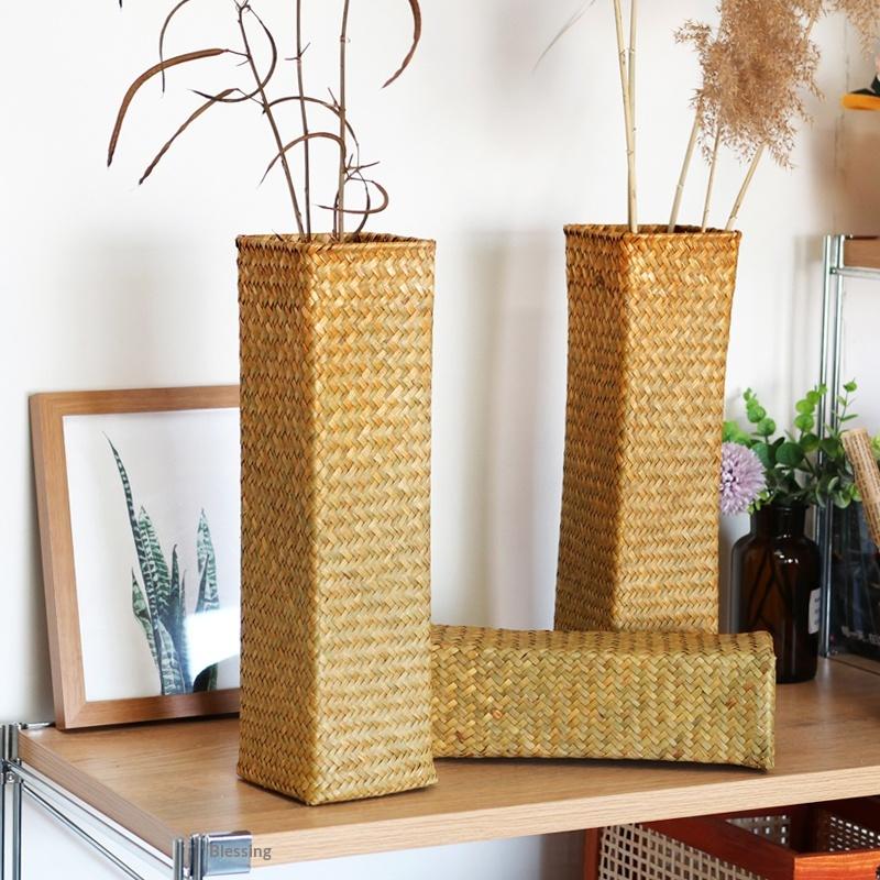 Handmade Woven Flower Vase Creative Flower Basket Weaving Room Flower Arranger Gypsophila Dried Flower Pot Home Decoration