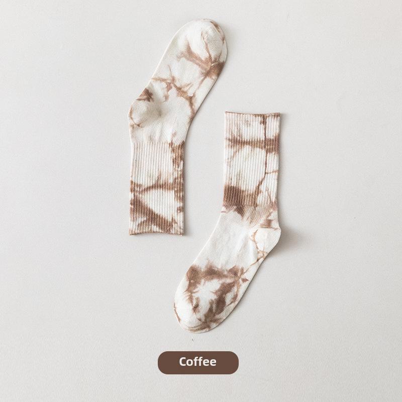 Gradient Tie-Dye Mid-Tube Cotton Socks - Women's Street Fashion & Sport Trend