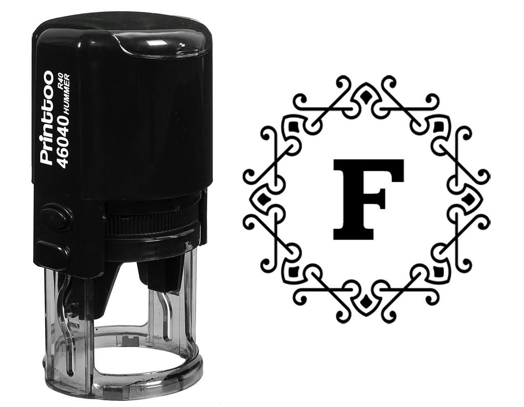 Printtoo Office Stationary Octagon Celtic Swirl Frame F Alphabet Monogram R-40 Self Inking Rubber