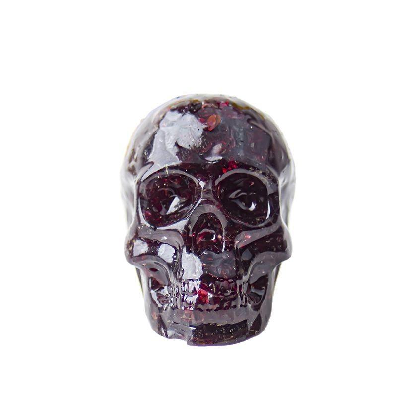 Crystal Resin Skull Decor With Natural Stones For Office And Home Tabletop Display