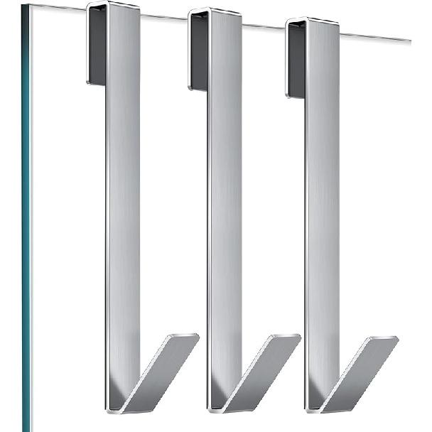 

Shower Door Hooks 10 in, Shower Hooks for Towels, Heavy Duty Drilling-Free Extended Towel Hooks for Bathroom Frameless Glass Door, Over The Door 10 IN-Silver