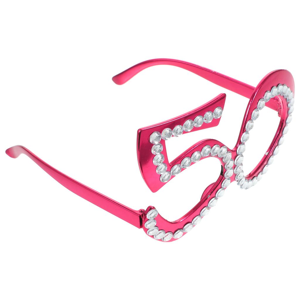 1 Pair of 50th Birthday Eyeglasses Rhinestone Number Glasses Celebration Party Favors for Adults