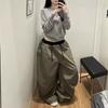 American Vintage Washed High Waist Wide Leg Loose Casual Cargo Pants For Women