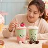 Matcha Bubble Boba Tea Pink Latte Plush Drink Stuffed Smiling Face Plushie Home Decoration Gift