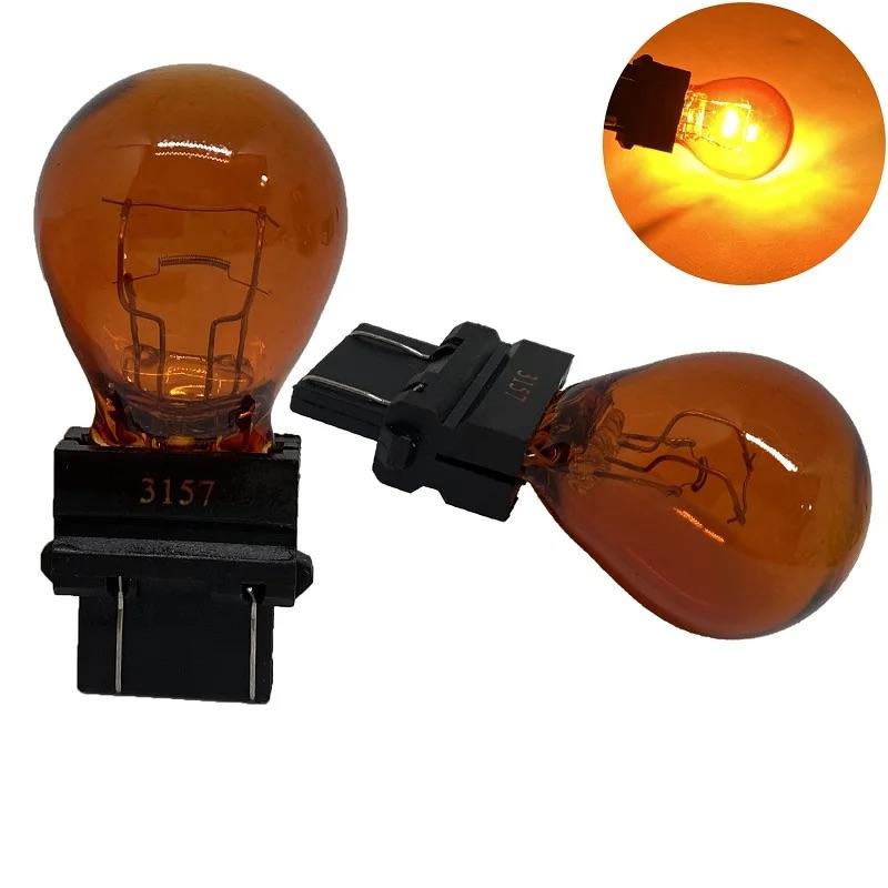 2pcs T25 3157 3156 P27W Car Turn Signal Light Bulb 12V 27W Halogen Lamp Amber White Red High QualityTurn Signal 2