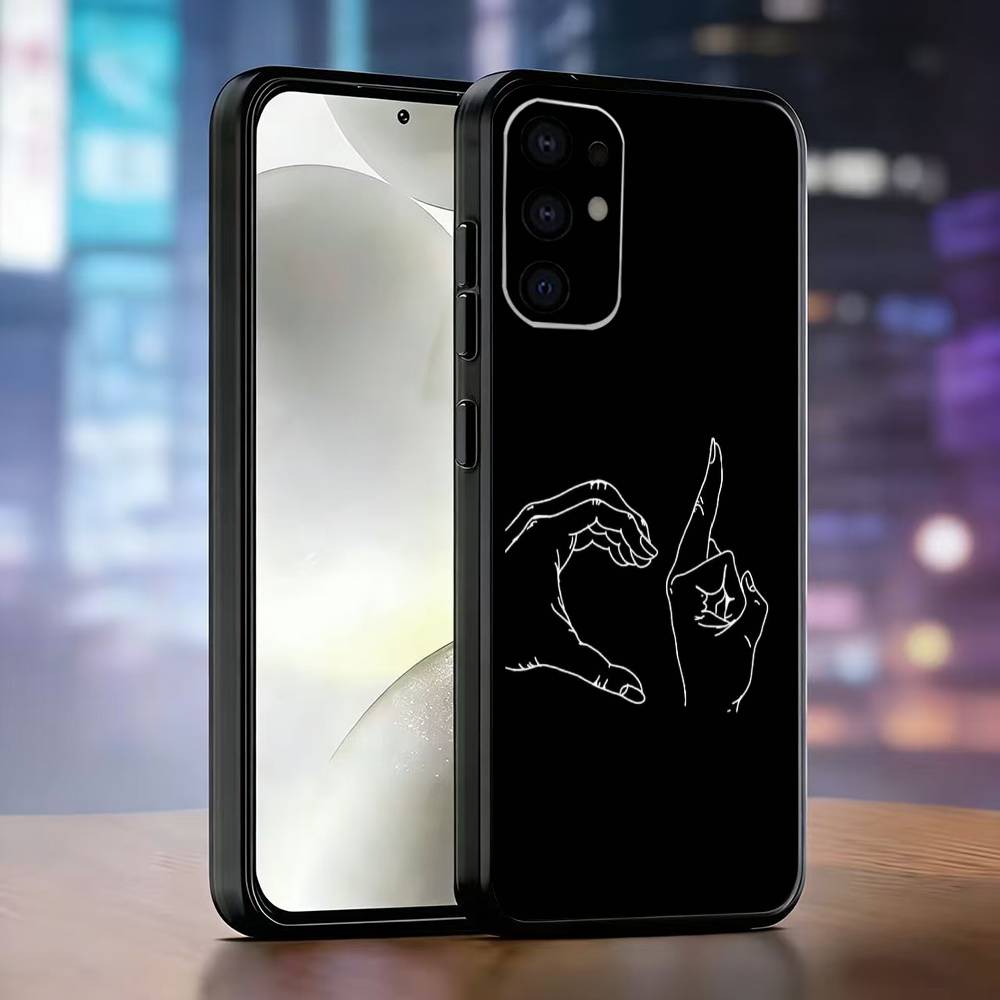 Hand Gesture Phone Case Black Silicone Soft For Samsung S25,S24,S21,S22,S23,S30,Ultra,S20,Plus,Fe,Lite