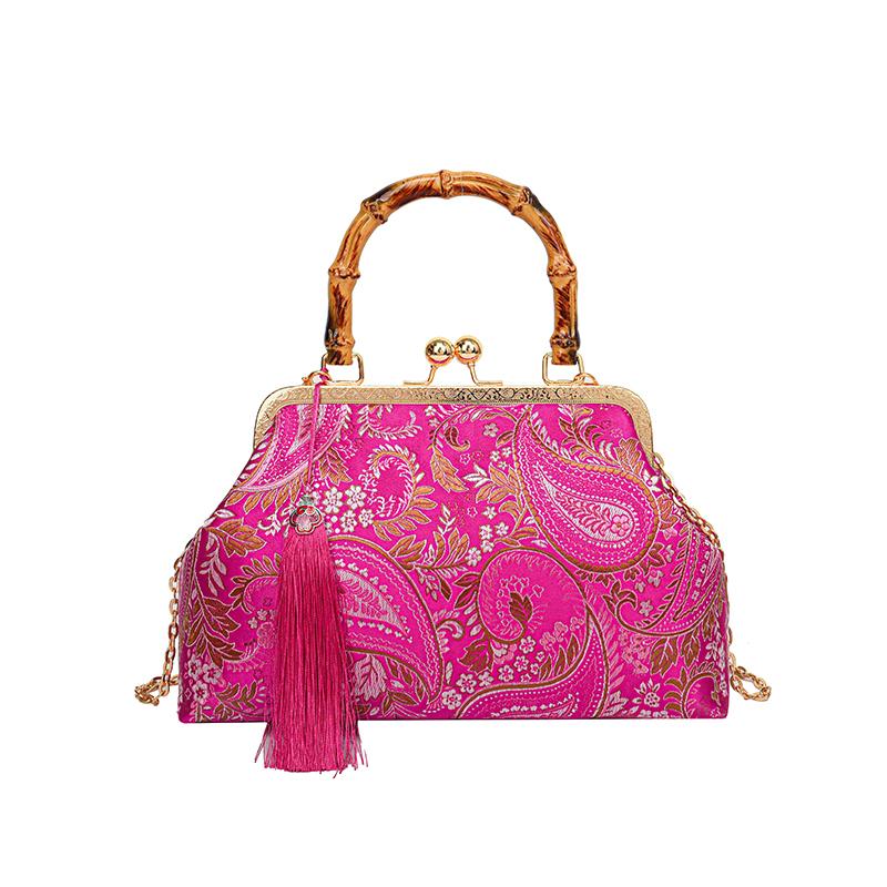 Wooden bags for women designer vintage bags fringe shoulder bag for ladies crossbody bag with chain