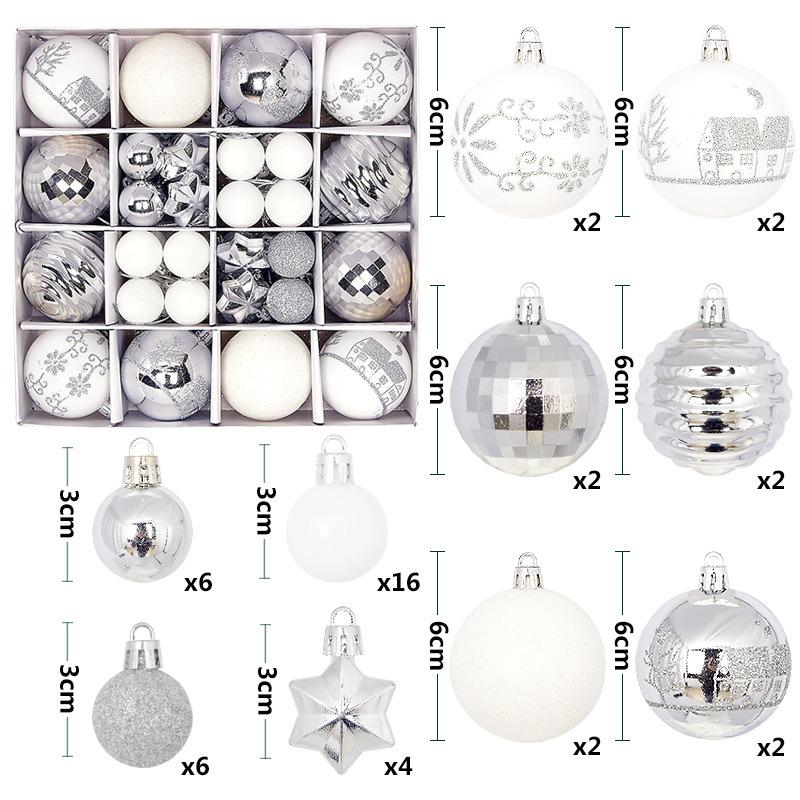 44Pcs 3/6CM Christmas Ball Christmas Tree Decoration Ornaments for Home Decor Halloween New Year Navidad Pendant Ball Accessory