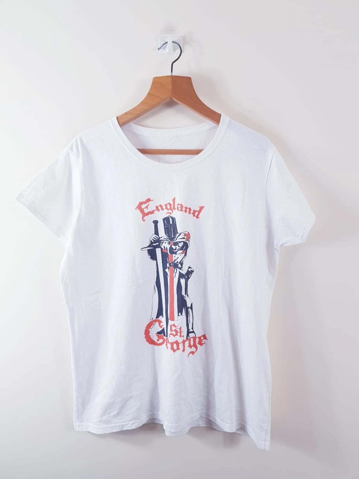 Unbranded Mens White Cotton T shirt England St George design - Size L/XL 3XL