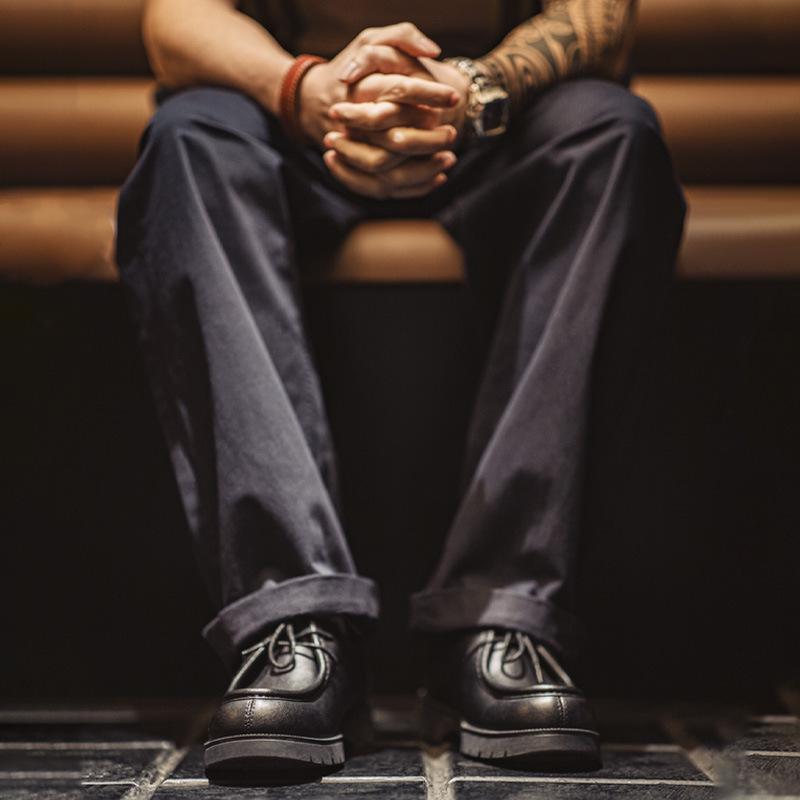 Madden Herren Schwarze Känguruleder Loafers - Britischer Retro-Stil Workwear Derby Schuhe