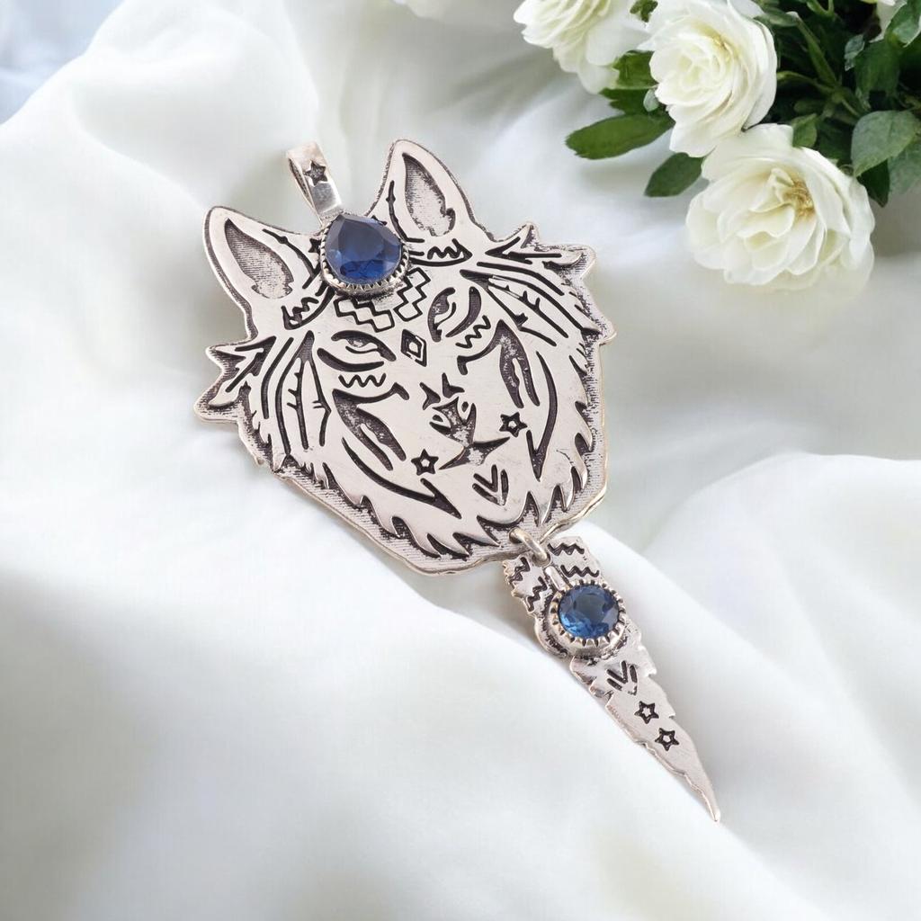 Natural London Blue Topaz Gemstone 925 Solid Silver Handmade Jewelry Pendant 4" CP-26-6