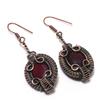 Red Flash Labradorite 999 Copper Wire Wrapped  Earrings, Handmade Gemstone Earrings Jewelry, Gifts For Wife Brand New Earrings