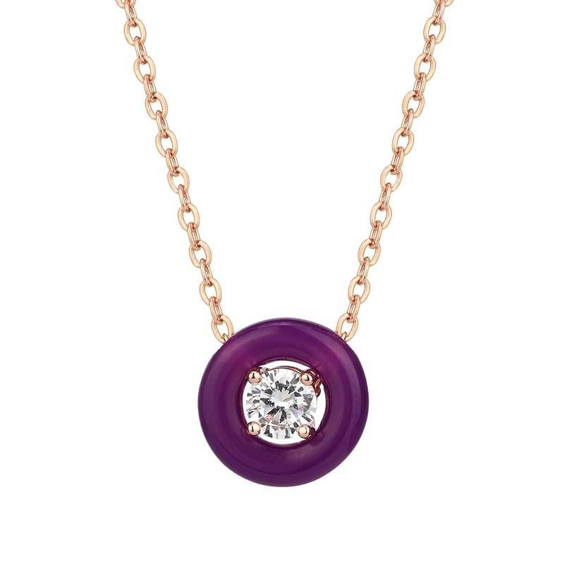 Stunning Korean Style Round Bubble Agate Zirconia Clavicle Necklace For Women In Unique Colors