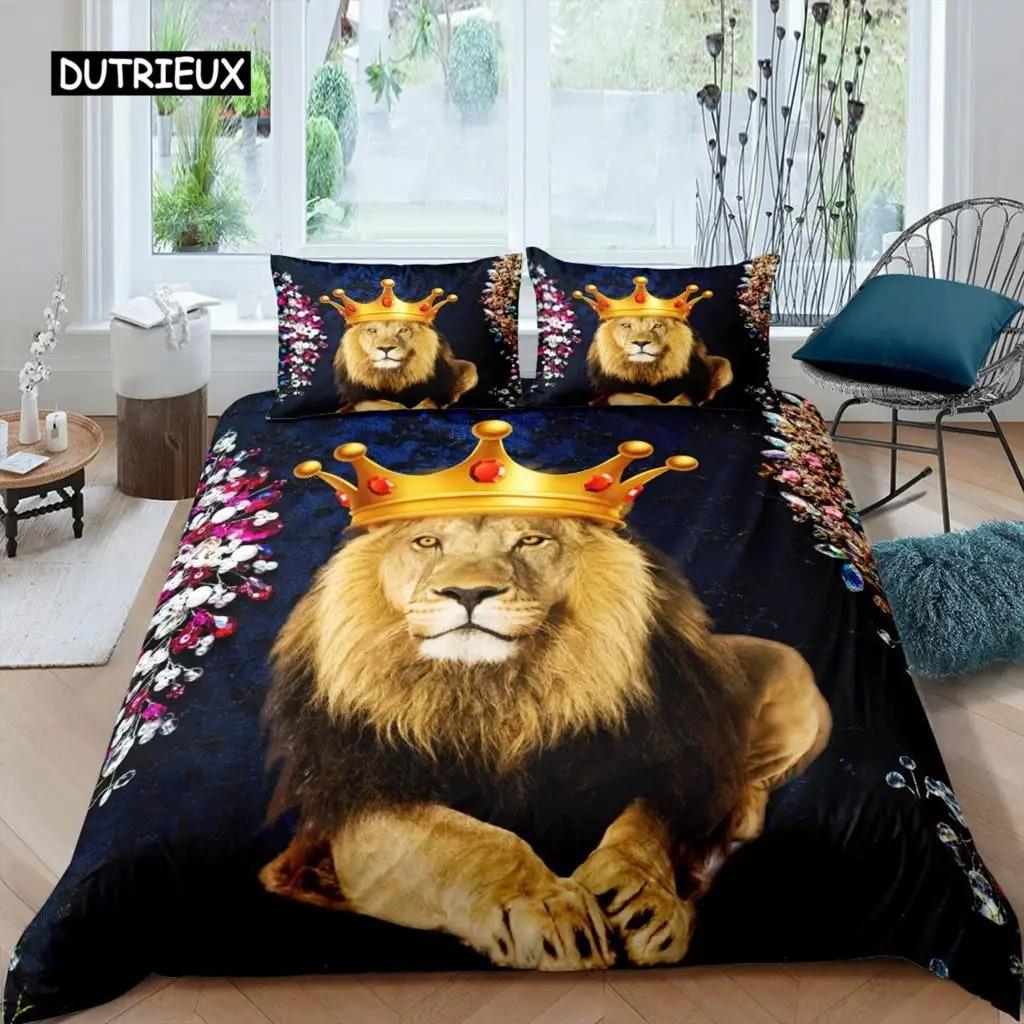 

Комплект постельного белья с изображением льва, размер King Size, африканская дикая природа, большой кот, комплект постельного белья, золотой лев, отдыхающий, 23 шт., детский комплект постельного белья с изображением животных 70x133cm 2pcs