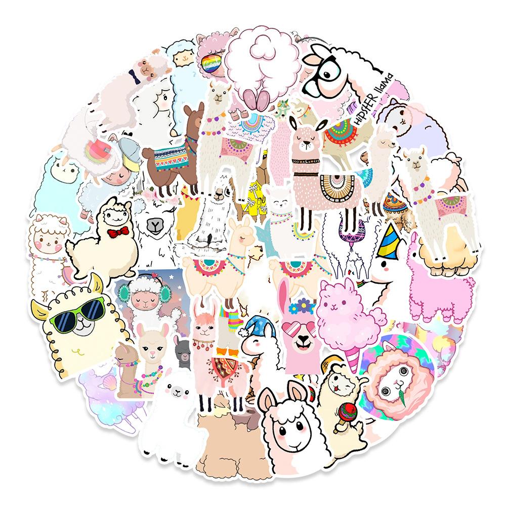 50 Cute Alpaca Creative Stickers Mobile Phone Computer Laptop Water Cup Refrigerator Stickers