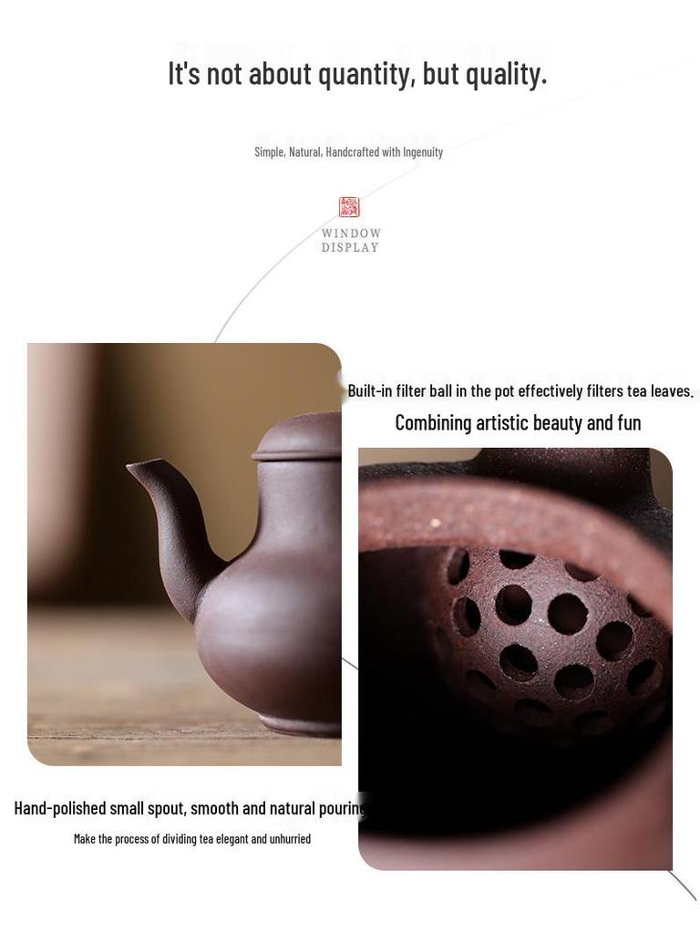 Purple Clay Gongfu Teapot: Handmade Retro Ceramic, High-Grade, Anti-Scald, Ideal for Home Tea Tasting.