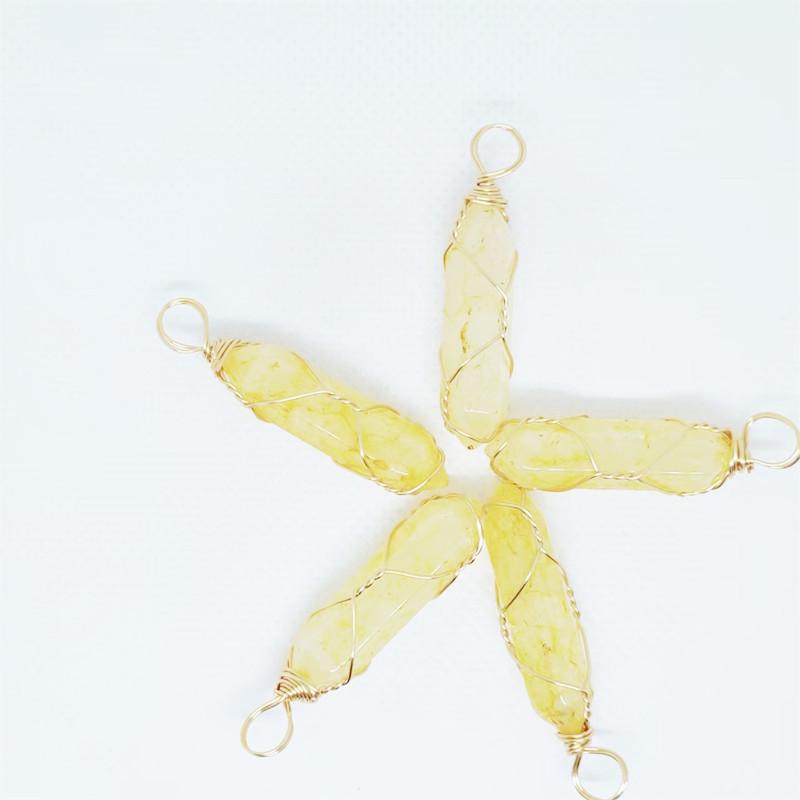 Hexagonal Double-Ended Crystal Pendant DIY Jewelry Accessory