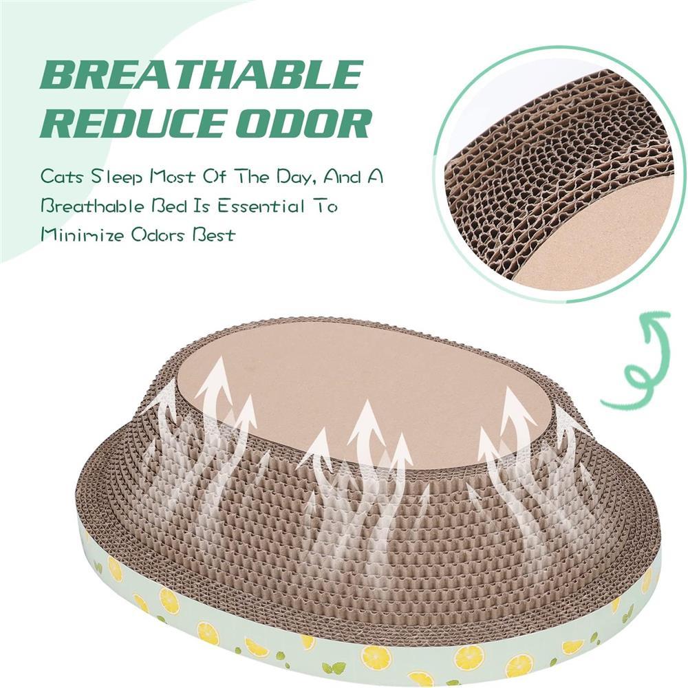 Cat Oval Cardboard Cat Scratching Bed Recliner Sofa, Durable Corrugated Cat Scratching Board Box, Protect Cat Scratching Furniture (14.96Inches)