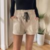 Women's Trousers Autumn Casual Elastic Tweed Shorts