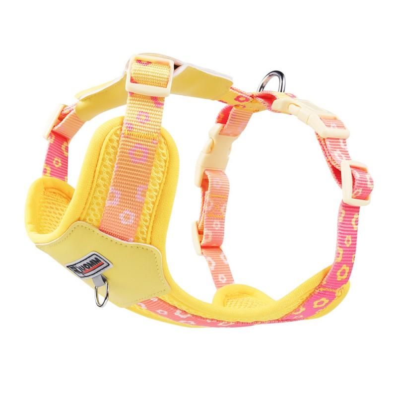 Adjustable Dog Harness Small Medium Breeds Color Block Design Comfortable Chest Vest With Leash XS To L Sizes