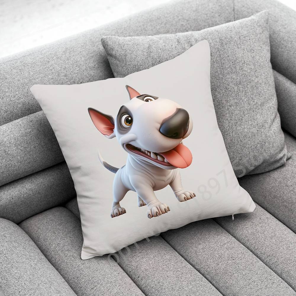 Bull Terrier Dog Puppy Throw Pillow Case For 45x45cm 40x40cm 55x55cm 50x50cm 30x30cm Square Car Pillowcase Shell