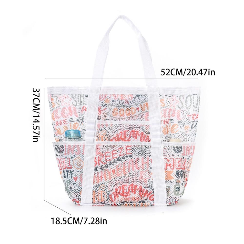 Beach Bag Large Capacity Toy Mesh Swimming Bag Multifunctional Travel Shoulder Beach Bag Swimsuit Storage Bag