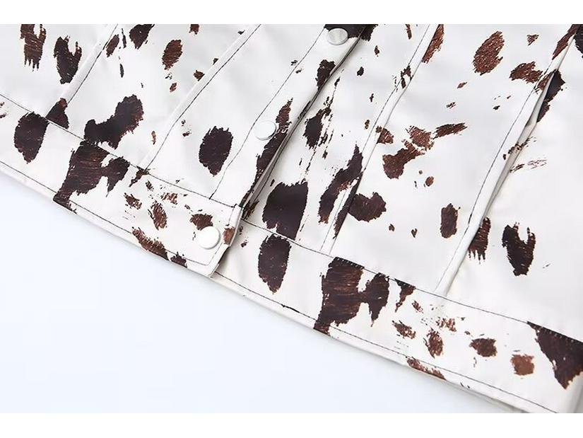 Evropský a americký styl dámský krátký kabát s klopou a nepravidelným vzorem