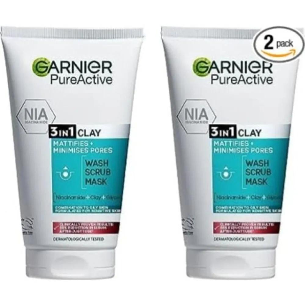 

Garnier Pure Active 3-in-1 Clay Mask Wash Scrub 150ml x 2