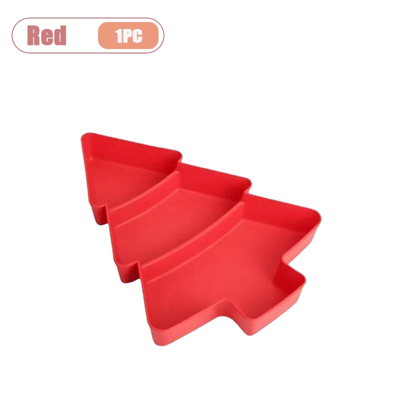 1-10PCS Plastic Divided Fruit Tray Christmas Tree Candy Dish Snack Plate Decorative Compartment Serving Tray for Living Room