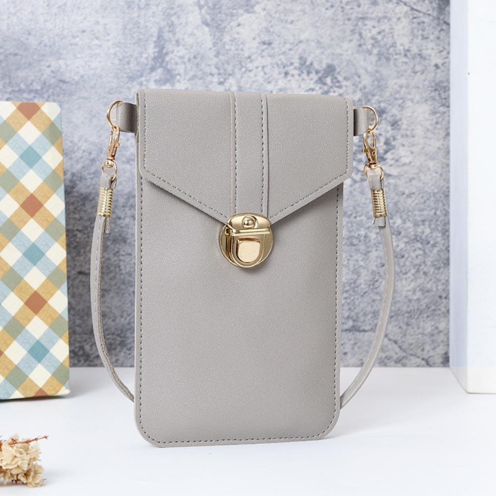 New PU Leather Touch Screen Phone Purse Portable Strap with Hook Closure Mobile Phone Bag Multi-function Shoulder Handbag