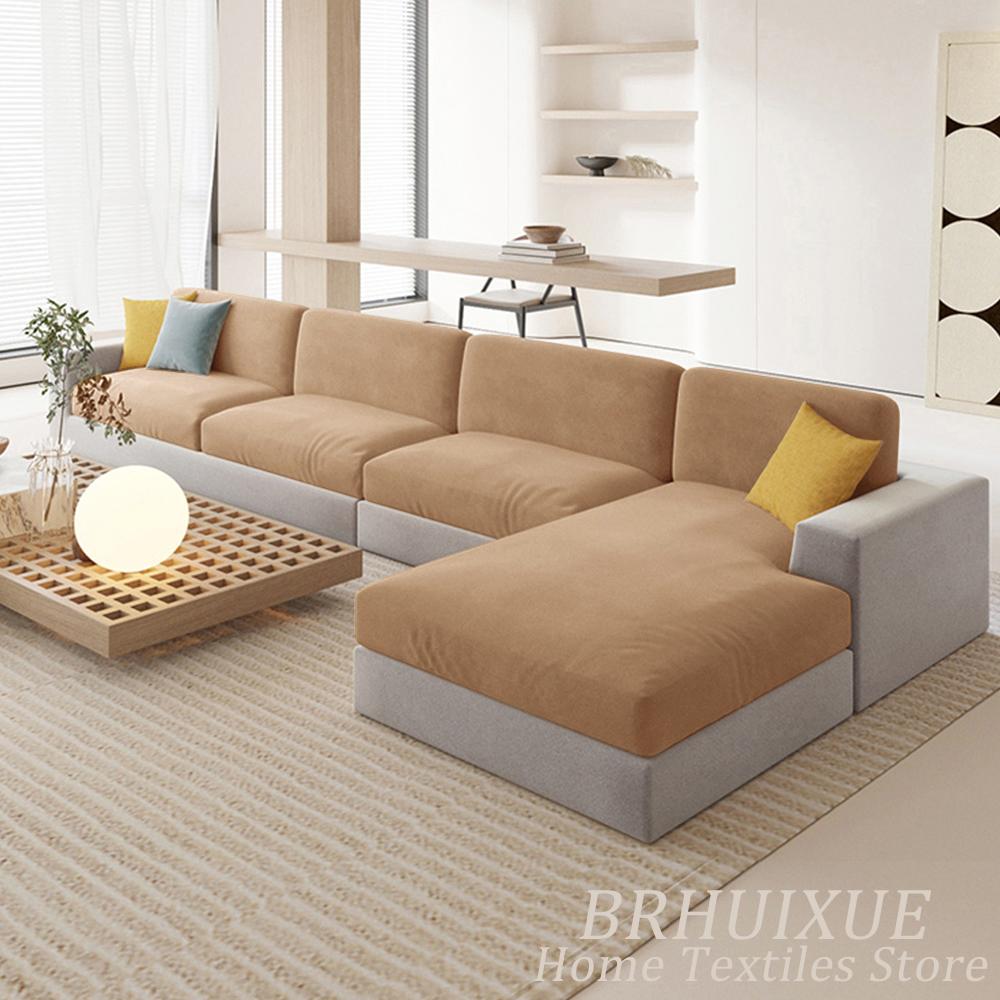 Velvet Sofa Cushion Cover For Living Room Anti-Slip Elastic Sofa Cover Solid Color Soft Slipcover Home Decor Furniture Protector