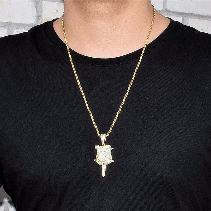 Buy Ins Popular Men Rose Flower Hip-hop 
