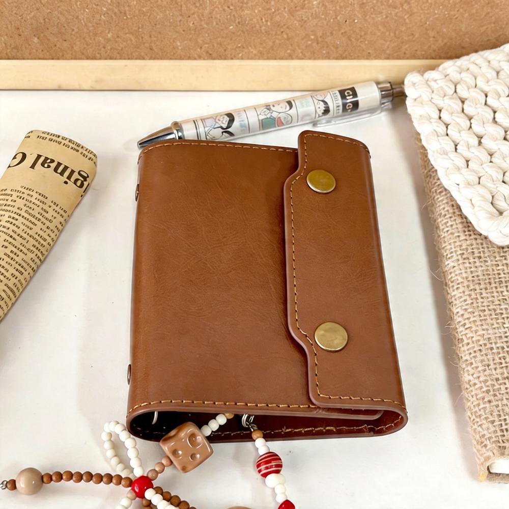 Leather Binder Notebook Vintage Loose-Leaf Notebook M5 Planner Book Genuine 3-Fold Diary Organizer For Planner Organizer Diary