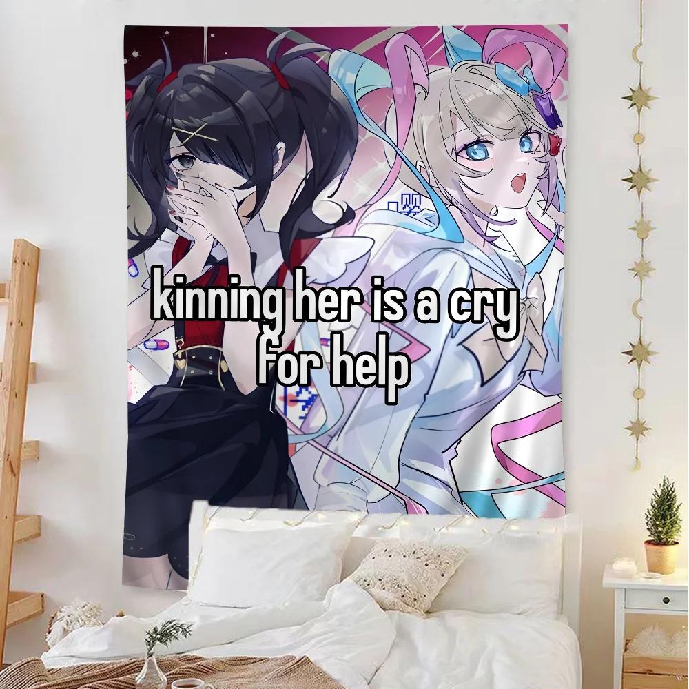 VIKAMA Meme Tapestry Craving Girl Streamer Overload Psychedelic Art Vibrant Hippie Wall Decor Perfect For Gaming Rooms
