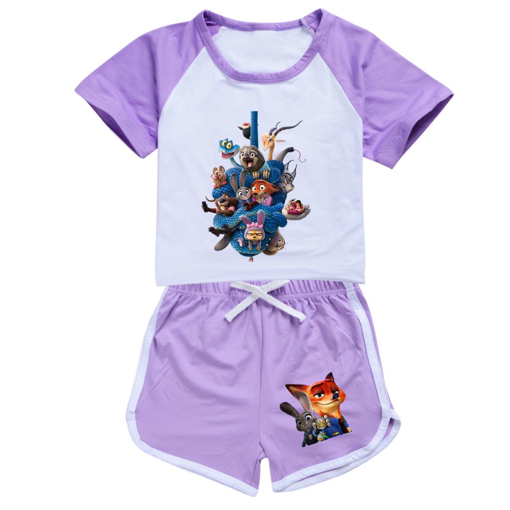 Kids Summer Sport T-Shirt And Shorts 2 Piece Outfit Tracksuit Set Short Sleeve Print Crop Tops With Clothing Set