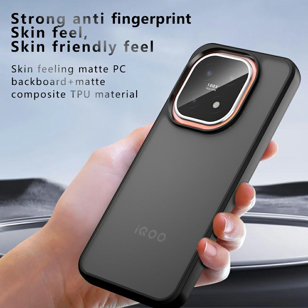 For vivo iQOO 15 5G Case Skin-Touch TPU + PC Matte Phone Back Cover, Transparent Black