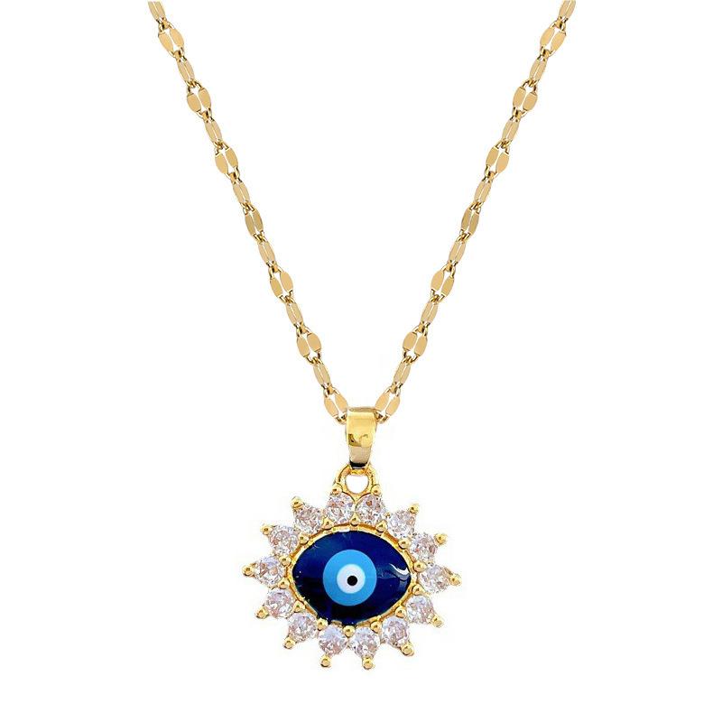 Oval Eyes Light Luxury Banquet Wedding Necklace Women'S Versatile Collarbone Chain Titanium Steel Chain