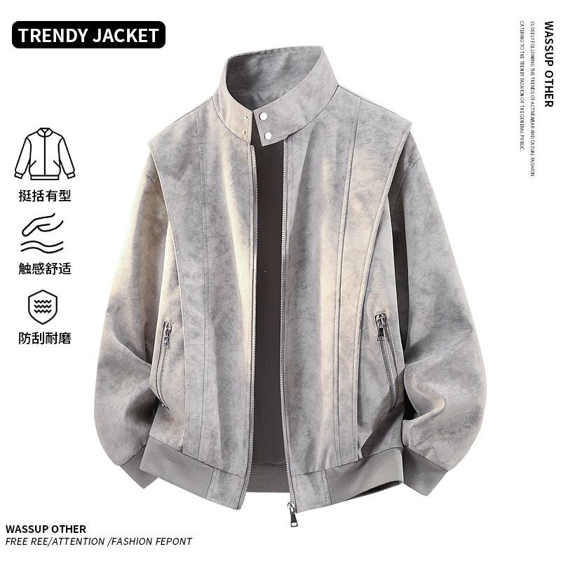 Leather Jacket Men's Autumn New PU Leather Jacket Middle-aged Men's Thin Large Size Leather Jacket Casual Leather Jacket