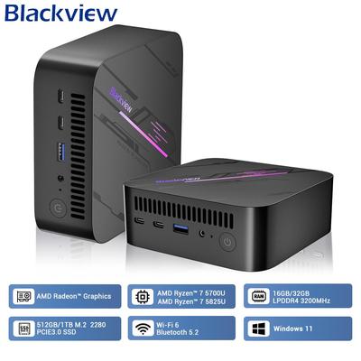 Blackview Mini pc mp100 amd r7 5700u, 8 núcleos, 16 threads, 16gb/32gb, ddr4, 512gb/1tb, ssd, mini computador