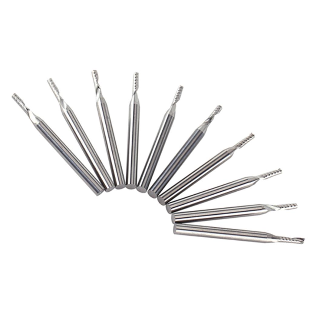 10pcs 1 8   Shank Tungsten Carbide End Mill CNC Engraving Tools Single Flute Spiral Bit